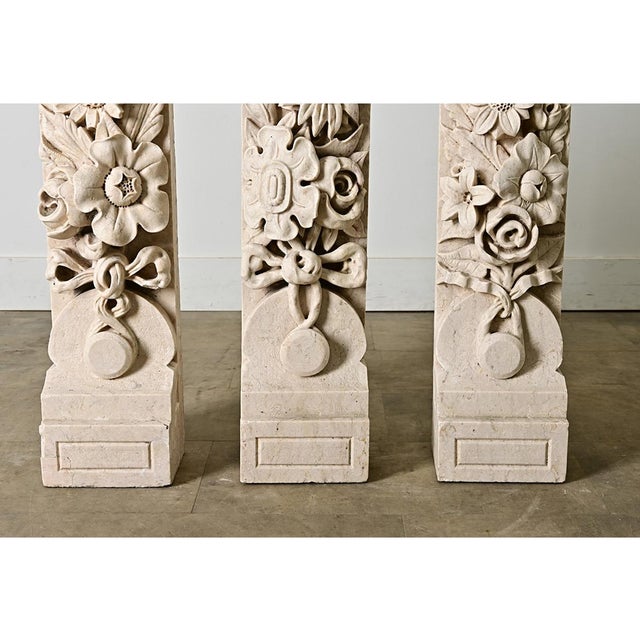 Cream French 19th Century Set of 3 Hand-carved Marble Corbels For Sale - Image 8 of 9