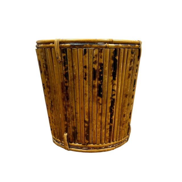 Tortoise Pencil Bamboo and Rattan Basket Planter For Sale - Image 10 of 12