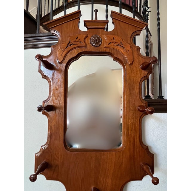 Early 20th Century Antique Early 1900s Victorian Style Hall Tree With Mirror For Sale - Image 5 of 12