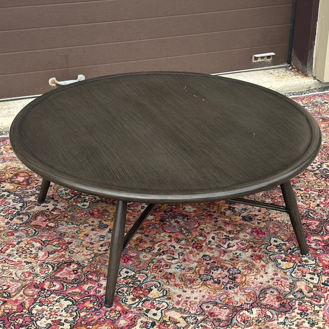 Contemporary Ratana Bolano Collection Aluminum Outdoor Round Coffee Table For Sale - Image 4 of 11