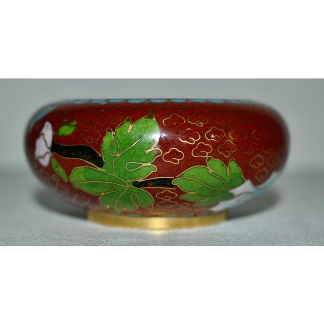 1980s Vintage Mini Cloisonné Bowl W/Floral Design For Sale - Image 5 of 8