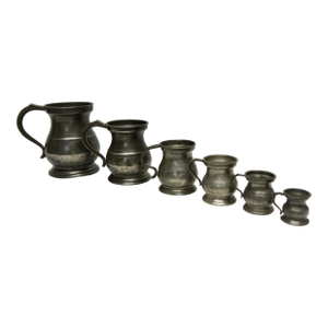 Graduated Antique Pewter Measures Set of 6