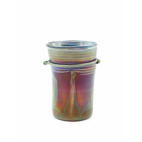 Vintage glass vase realized in 1996 in the style of Art Déco. Signed and dated with acid on the base. Very good condition.