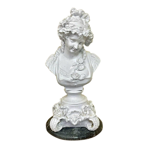 1990s French Rococo Woman Bust Sculpture – Elegant Decorative Accent