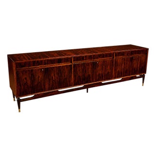Giuseppe Scapinelli Rosewood Credenza With Brass Sabots, Brazilian Modern, 1950s For Sale