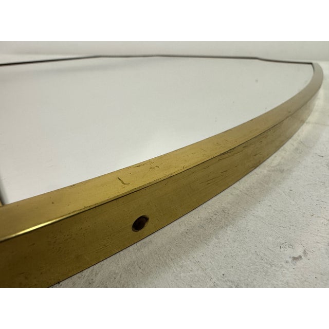 Italian Shield-Shaped Brass Wall Mirror, 1950s For Sale - Image 11 of 12