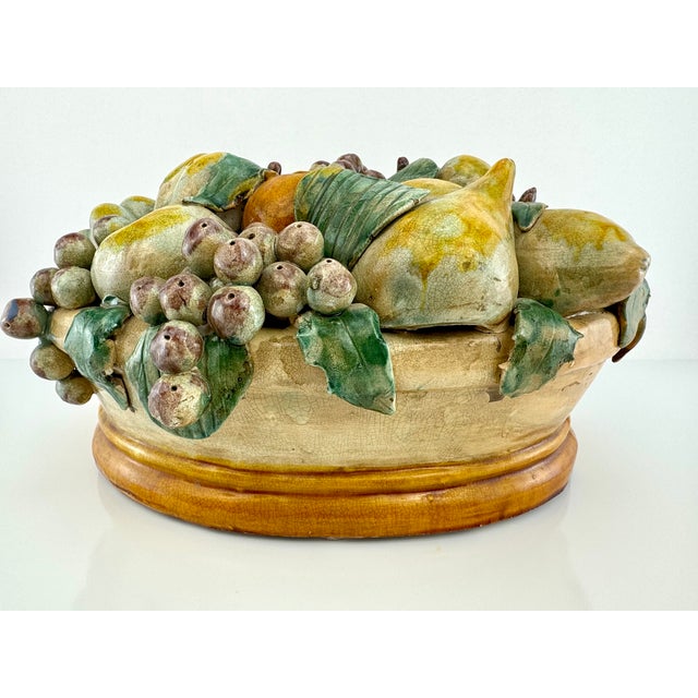 1970s Large Italian Style Majolica Fruit Centerpiece Bowl, Mid-20th Century For Sale - Image 5 of 9