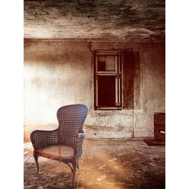Brown Vintage French Double Caned Wicker Armchair / Side Chair For Sale - Image 8 of 15