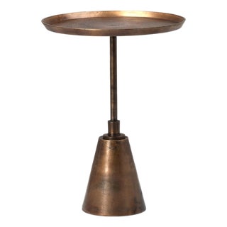 Jasper Brass Finish Modern Industrial Side Table 22" For Sale