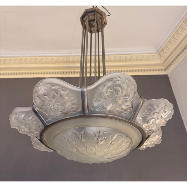 Art Deco Chandelier with Eight Panels from Sabino Paris, 1925 For Sale - Image 12 of 18