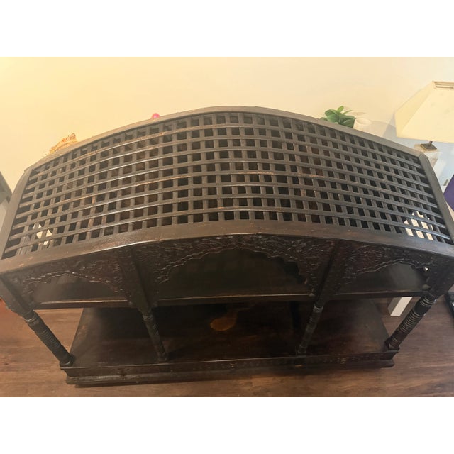 Indian Vintage Indian Hand-Carved Solid Wood Console Cabinet For Sale - Image 3 of 8