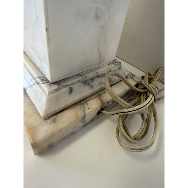 1940s Neoclassical Natural Italian Marble Column Lamp For Sale - Image 9 of 13