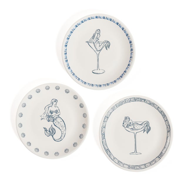 The Salty Mermaid Bar / Appetizer Plates- 3 Assorted Designs - Set Of Six Plates The Salty Bar Appetizer Plates bring a...
