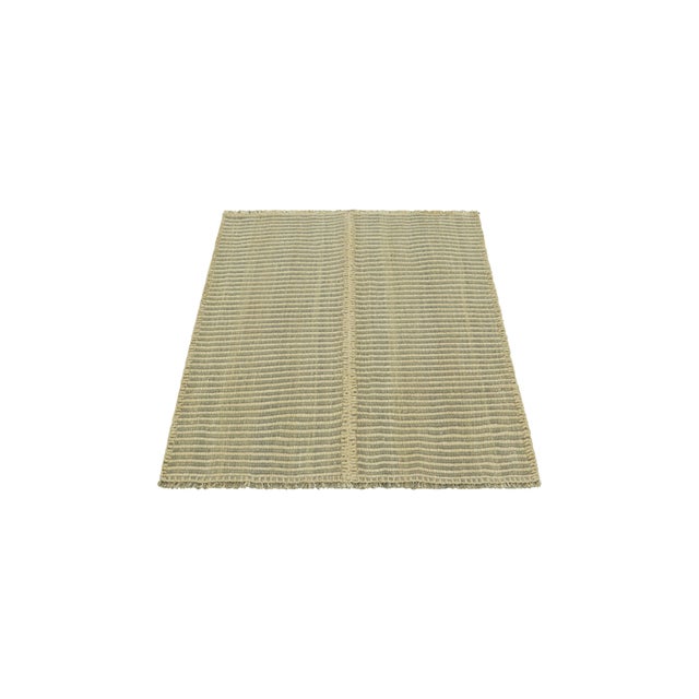 2010s Rug & Kilim’s Contemporary Kilim With Textural Cream White and Gray Stripes For Sale - Image 5 of 7