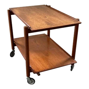 Vintage Mid Century Expandable Teak Bar Cart by Poul Hundevad 1960's