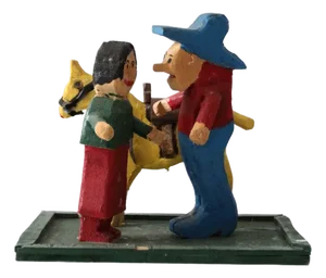 Vintage Folk Art Cowboy Scene