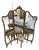 French Louis XV Style Giltwood Triptych Dressing Mirror Vanity With Marble Consoles and Matching Stool For Sale