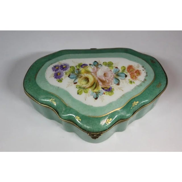 Porcelain Box with Flower Decoration, 1940s For Sale - Image 9 of 13