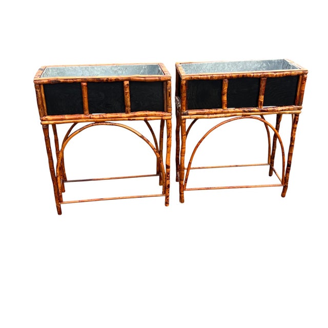 Late 20th Century Pair Rattan Planters For Sale - Image 16 of 18