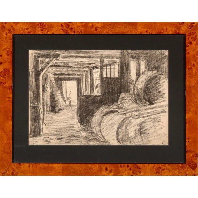 Paper Early 20th Century Maximilien Luce “Un Magasin Dans Le Marais” Original Pencil and Charcoal Drawing For Sale - Image 7 of 7