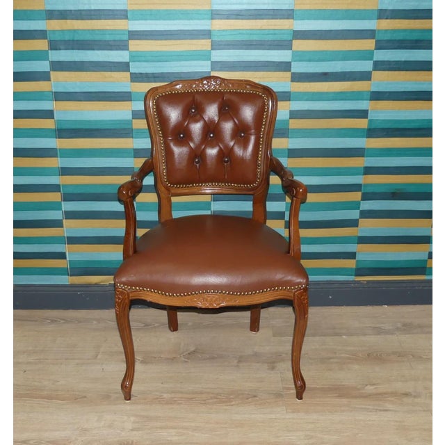Baroque Chippendale Chair in Skai and Faux Leather, 1960s For Sale - Image 6 of 9
