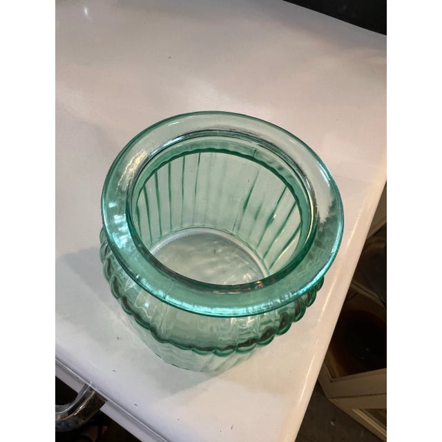 Mid Century Green Ribbed and Dimple Jar For Sale In West Palm - Image 6 of 7
