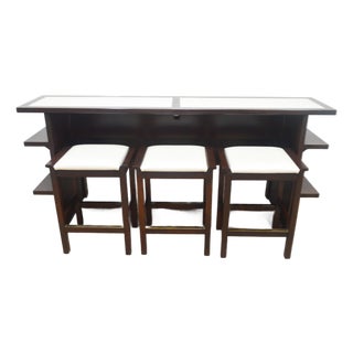 Stickley Modern Bar Cabinet With Stools For Sale