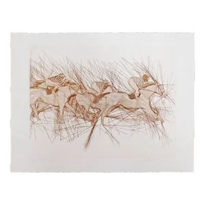 Guillaume Azoulay "Run for the Roses" Hand Signed & Numbered Etching of Horse Racing