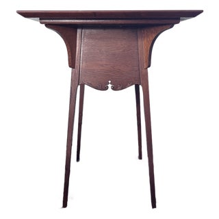 Antique Americana Tiger Oak Side Table 30” Height, Square-Shaped Table For Sale