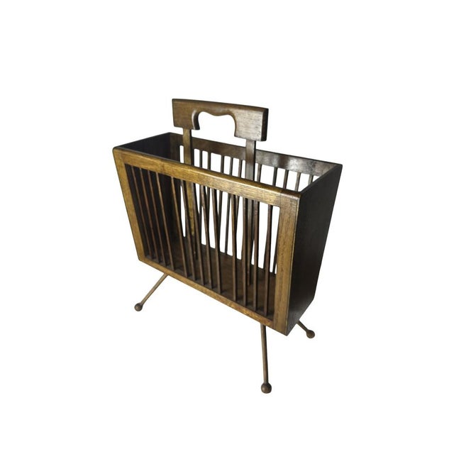 Mid-Century Magazine Rack in White Oak and Mahogany Stain, 1950s For Sale - Image 4 of 13