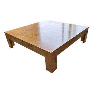 Huge Vintage Milo Baughman Style Olive Burl Wood Coffee Table For Sale