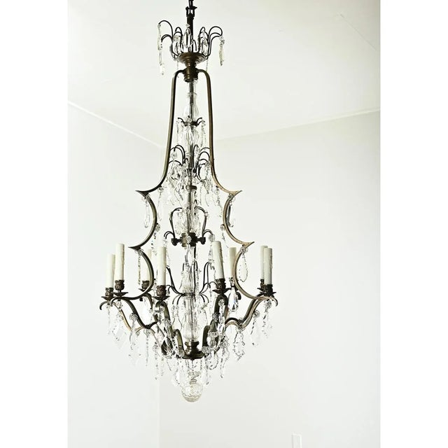 19th Century Massive French 19th Century Brass & Crystal Chandelier For Sale - Image 5 of 12
