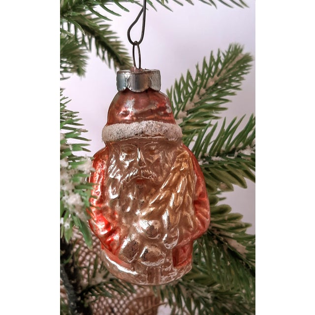 Glass Mercury Glass Santa Christmas Ornament Old St Nick For Sale - Image 7 of 7