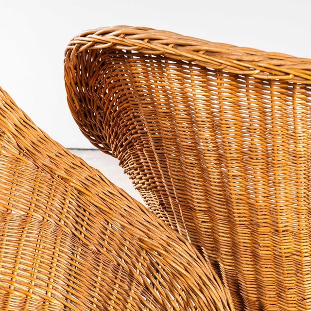 Wood French Sculptural Wicker Armchairs, 1970s, Set of 2 For Sale - Image 7 of 9