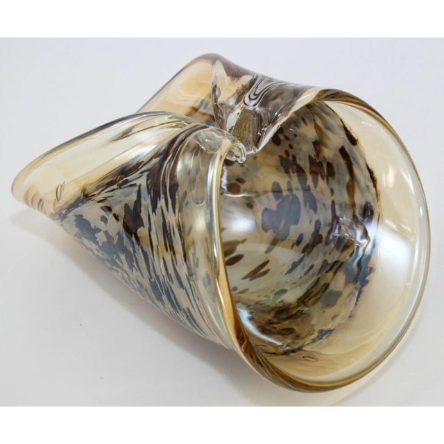 Murano Italian Mouth Blown Art Glass Sculptural Bowl in Brown and Gold For Sale - Image 12 of 12