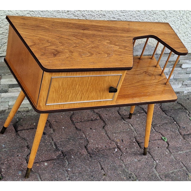 Mid-Century Modern Asymmetrical German Console Table in Birch and Elm, 1960s For Sale - Image 4 of 7