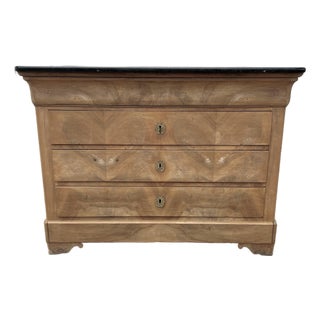 French 19th Century Louis Philippe Marble Top Bleached Commode For Sale