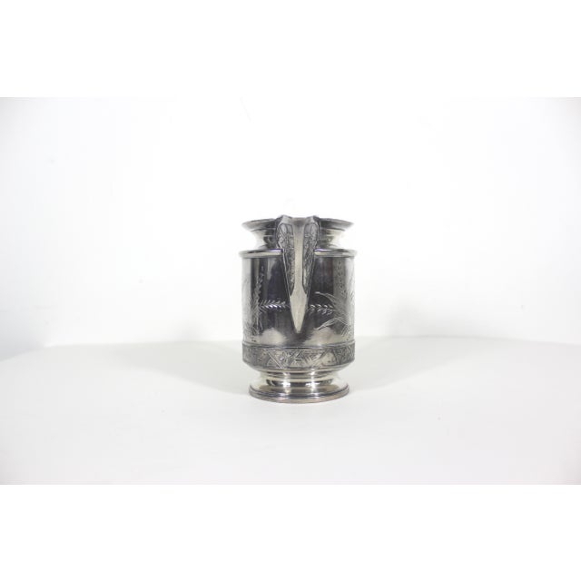 Silver Antique Quadruple Silver Plate Pitcher Creamer Vase Hartford Etched Bird For Sale - Image 8 of 16