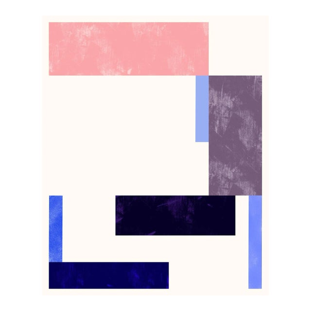 Modernist Geometric Print With Pink & Hard-Edge Abstract Grid Art For Sale