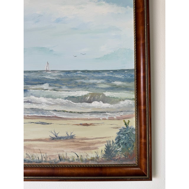 Vintage Cosman Coastal Lighthouse Impressionist Oil Painting on Masonite Board – Framed For Sale - Image 10 of 18