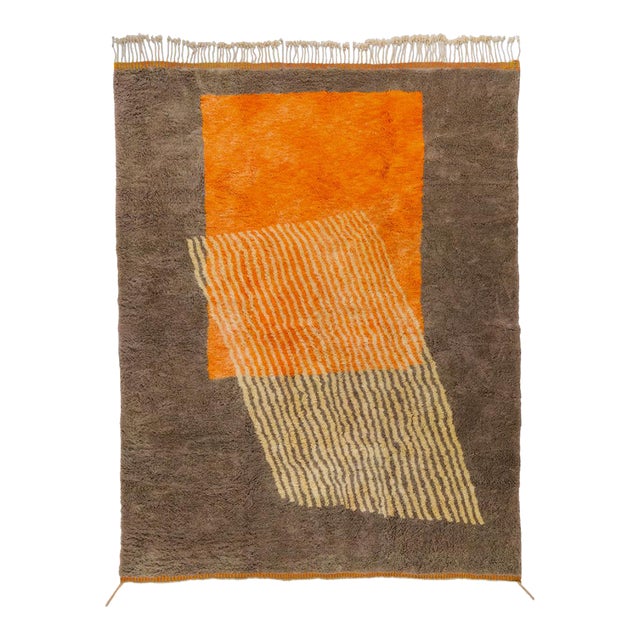 Bold Color-Block Hand-Knotted Wool Rug | 11'5" X 8'10" | One of a Kind For Sale