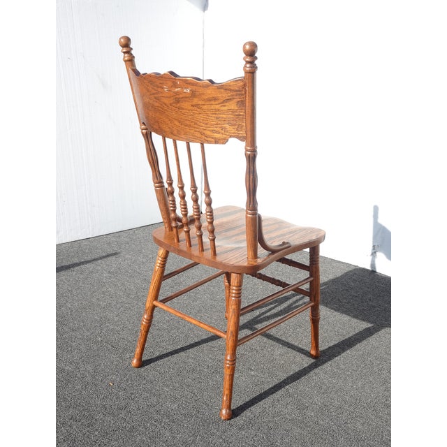 Chairs Pressed Back ~ Set Four Cane Vintage French Country Golden Oak Chairs #2 For Sale - Image 16 of 16