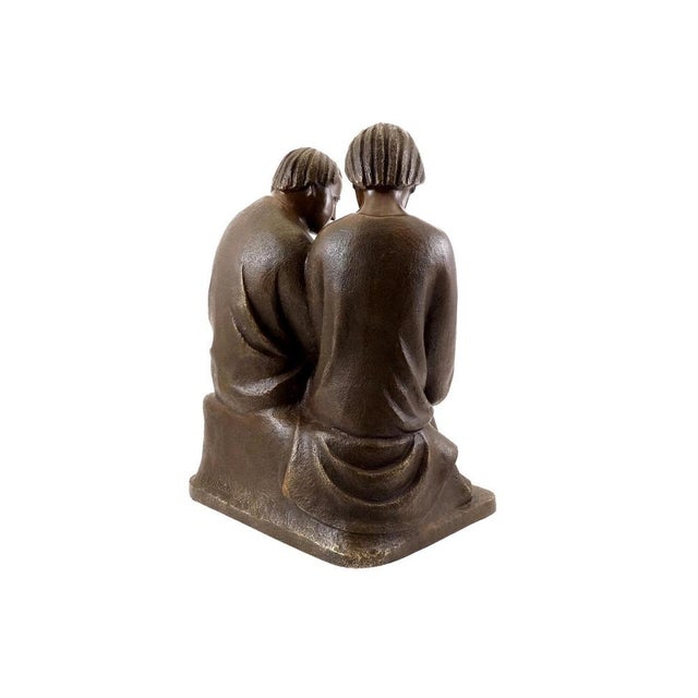 Art Deco 20th Century Reading Monks Sculpture in Bronze For Sale - Image 9 of 10