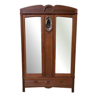 Antique Oak Wardrobe, 1910 For Sale
