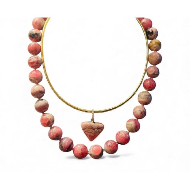 Rhodochrosite Ball Necklace With 14k Gold For Sale In New York - Image 6 of 6