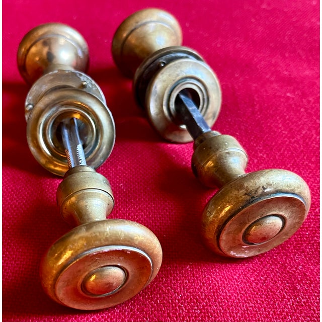 Metal Antique 19th Century Small Size Brass Door Knobs - A Pair For Sale - Image 7 of 13