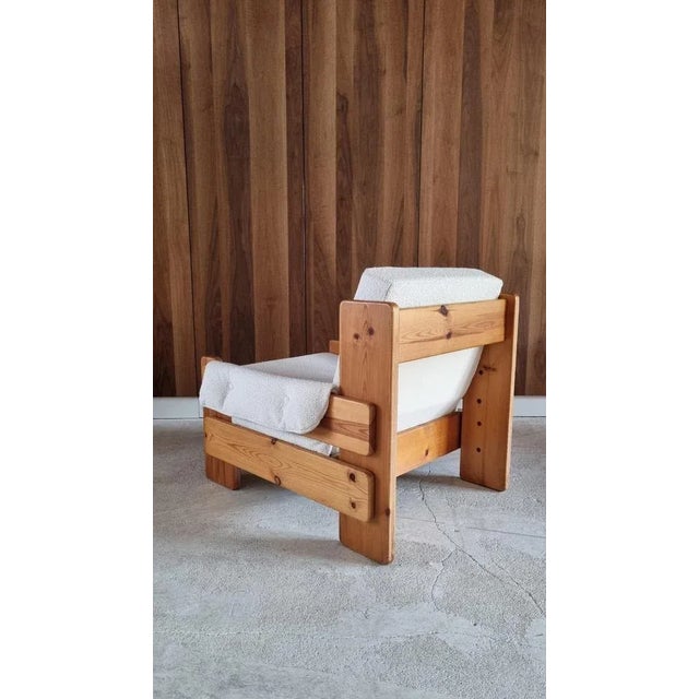 Mid-Century Swedish Brutalist Lounge Chair in Solid Pine, 1970s For Sale - Image 12 of 17