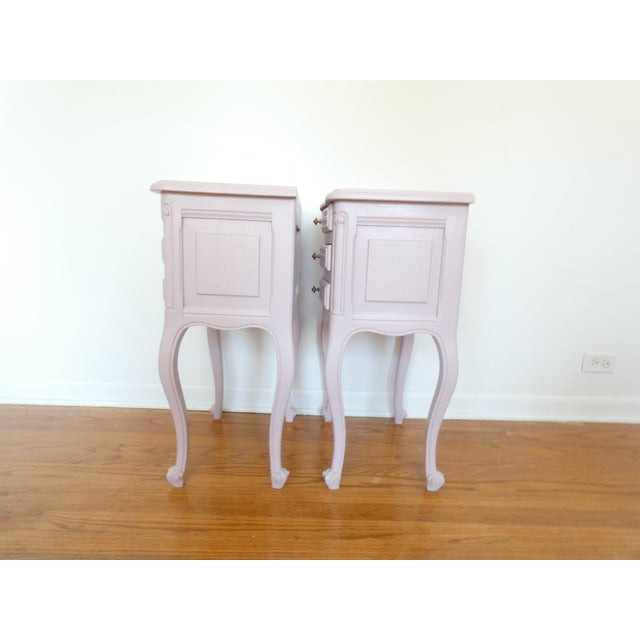 French Provincial Bedside Tables Painted Antique Rose For Sale - Image 10 of 10