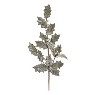 Glittered Holly Leaf Spray (Set of 4) For Sale
