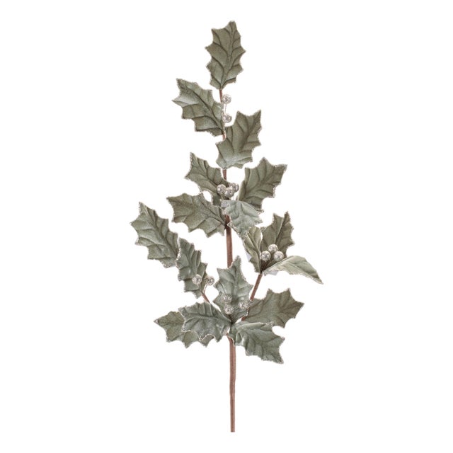 Glittered Holly Leaf Spray (Set of 4) For Sale